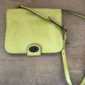 Yellow leather fossil crossbody purse